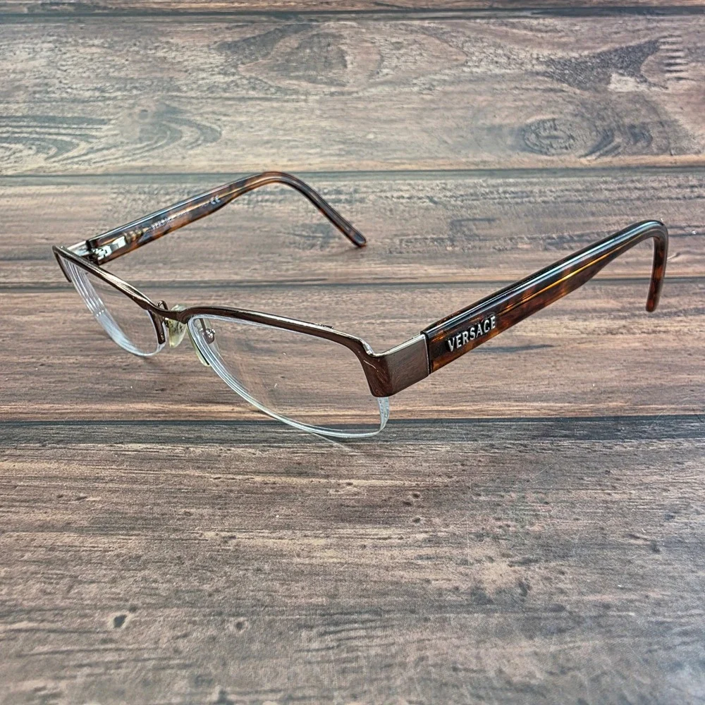 Versace MOD 1099‎ 1013 Brown Tortoiseshell Half Rim Eyeglasses 52-17-135 Italy